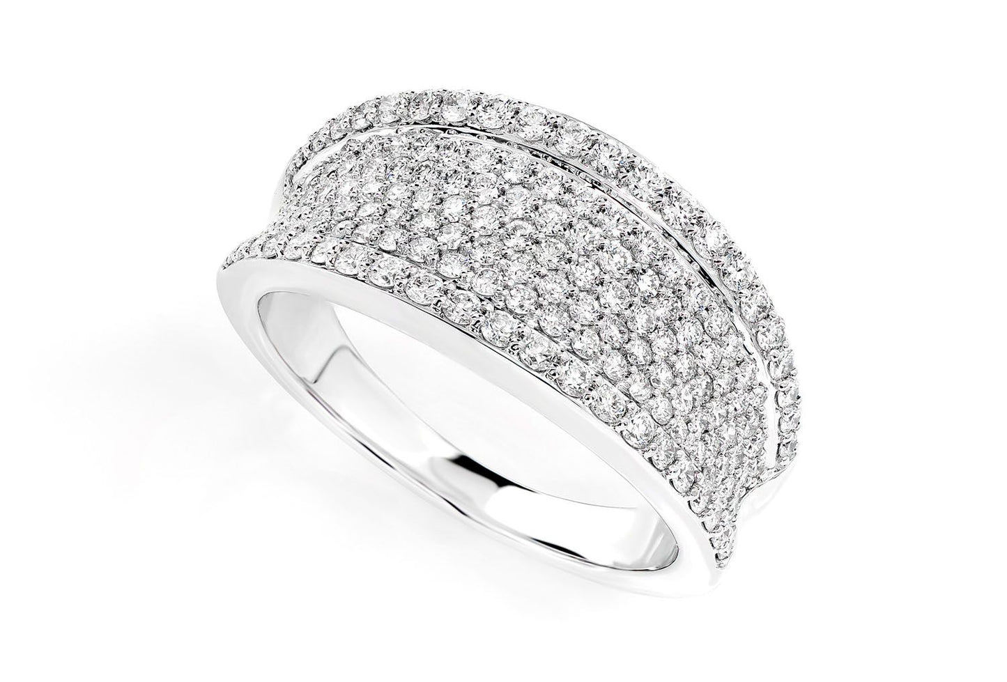 GRADUATED BORDER CONTOUR DIAMOND BAND RING 14K SOLID GOLD 0.90CTW