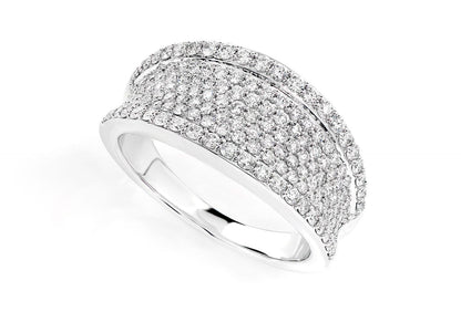 GRADUATED BORDER CONTOUR DIAMOND BAND RING 14K SOLID GOLD 0.90CTW