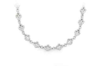 FLORAL CLOVER DIAMOND NECKLACE 14K SOLID GOLD 10.00CTW