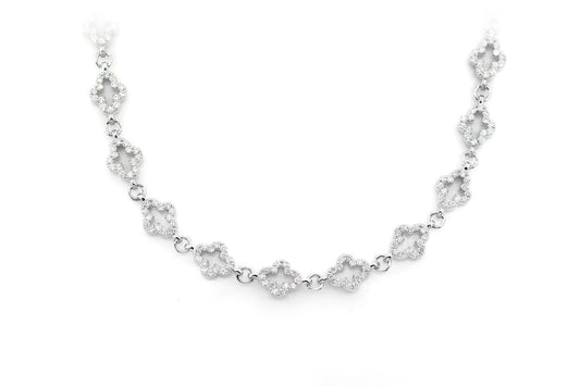 COLIER CU TRIFOI FLORAL ȘI DIAMANTE, AUR MASIV DE 14K, 10.00 CT