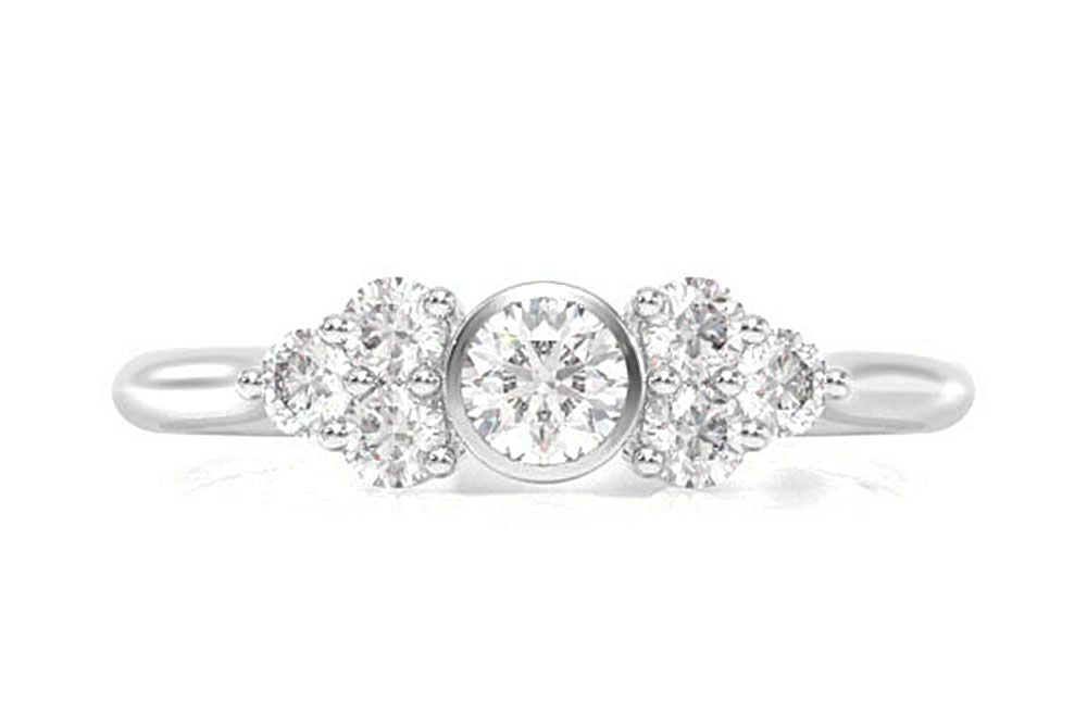 INEL CU DIAMANTE, CU BEZEL ROTUND ȘI ACCENTE TRIUNGHIALE, AUR MASIV DE 14K, 0.35CT
