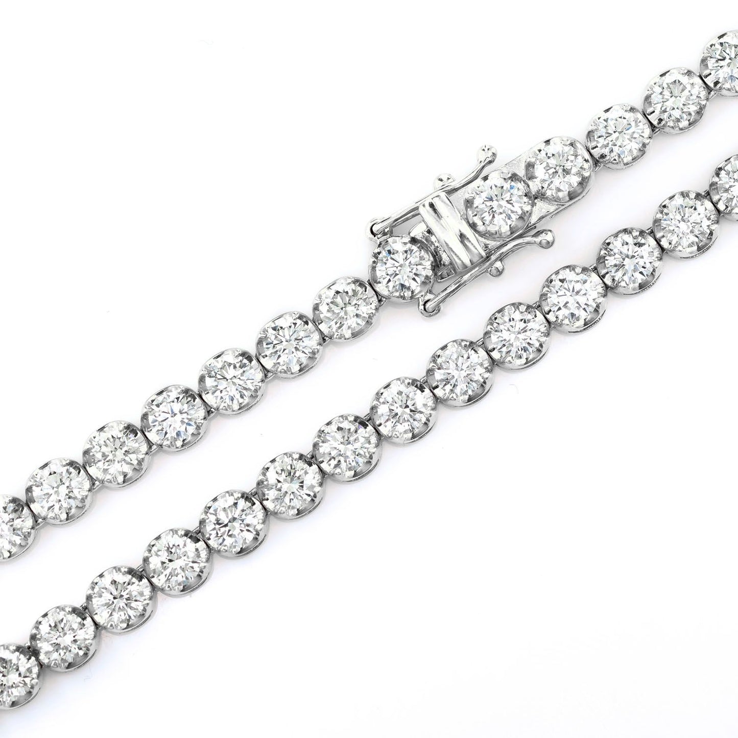 16PT CROWN SET DIAMOND TENNIS NECKLACE 14K SOLID GOLD 17.00CTW