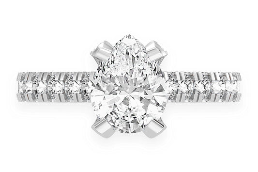 THINN - 1.50CT PEAR SOLITAIRE - SINGLE ROW SCALLOP - DIAMOND ENGAGEMENT RING