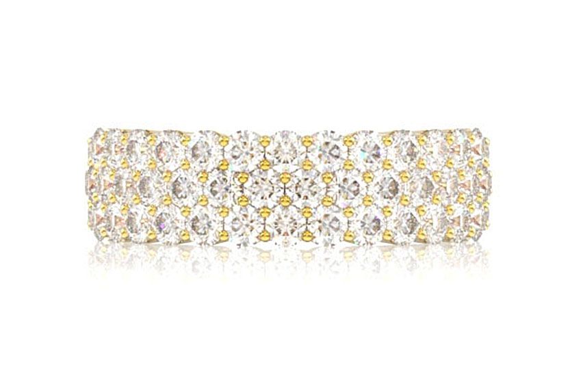 3 ROW DIAMOND BAND 14K SOLID GOLD 2.20CTW