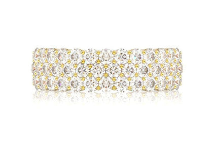 3 ROW DIAMOND BAND 14K SOLID GOLD 2.20CTW