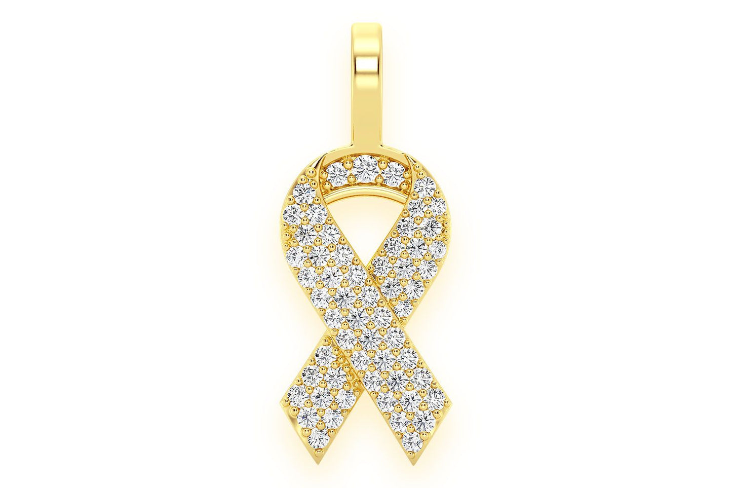 AWARENESS RIBBON DIAMOND PENDANT 14K SOLID GOLD .25CTW