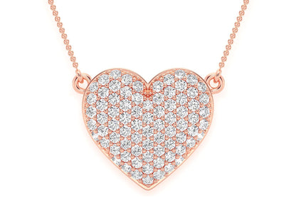 BUBBLY HEART DIAMOND NECKLACE CONNECTED 14K SOLID GOLD 0.60CTW