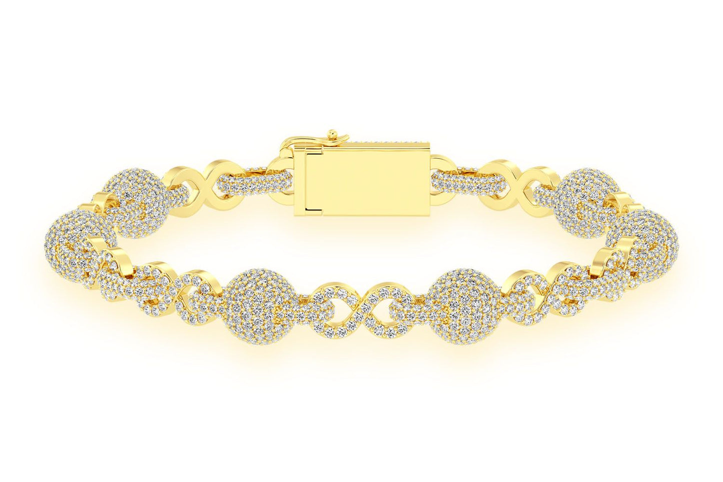 FIGURE EIGHT SPHERE DIAMOND BRACELET 14K SOLID GOLD 13.00CTW