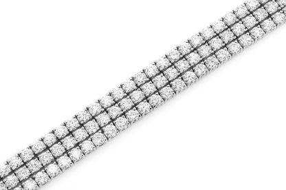 6PT THREE ROW PRONG SET DIAMOND TENNIS BRACELET 14K SOLID GOLD 12.75CTW