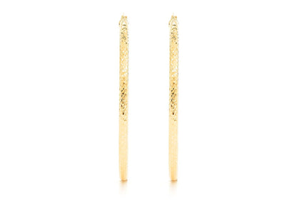 3MM DIAMOND-CUT HOOP EARRINGS 14K SOLID GOLD LARGE