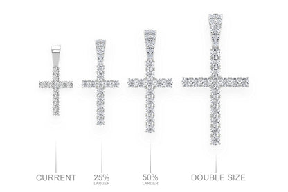 MIRACLE SET CROSS DIAMOND PENDANT 14K SOLID GOLD 0.15CTW