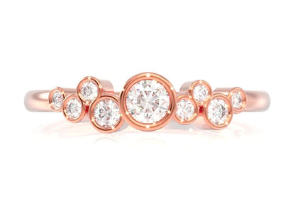 9 STONE GRADUATED BEZEL DIAMOND RING 14K SOLID GOLD 0.35CTW