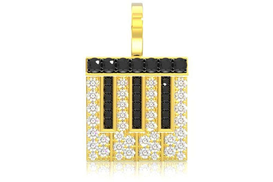 PIANO BLACK & WHITE DIAMOND PENDANT 14K SOLID GOLD 0.75CTW