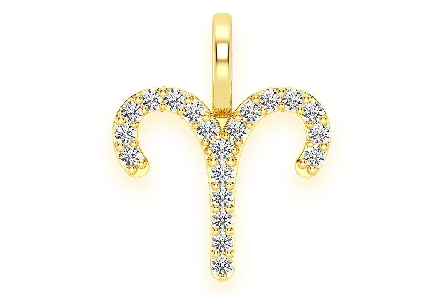 ARIES ZODIAC DIAMOND PENDANT 14K SOLID GOLD 0.10CTW