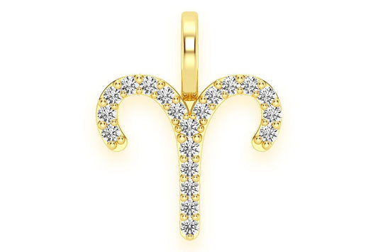 ARIES ZODIAC DIAMOND PENDANT 14K SOLID GOLD 0.10CTW