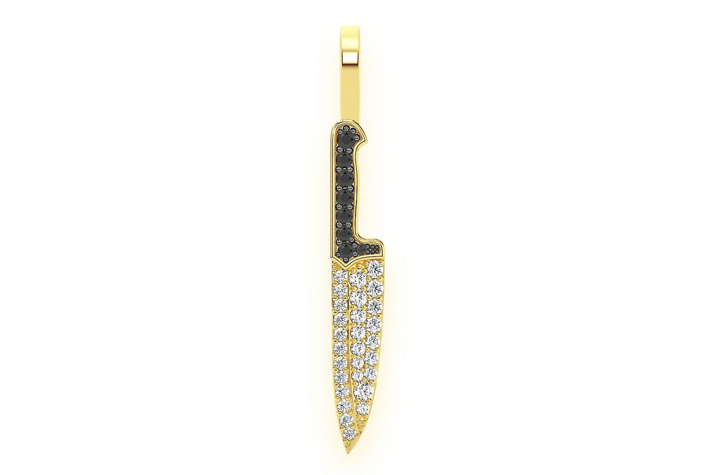 CHEF'S KNIFE DIAMOND PENDANT 14K SOLID GOLD .25CTW