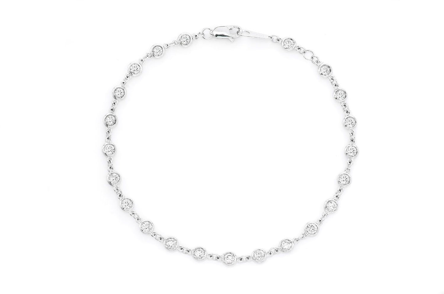 ROUND BEZEL SET ETERNITY DIAMOND BRACELET 14K SOLID GOLD 1.50CTW