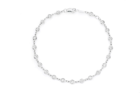 ROUND BEZEL SET ETERNITY DIAMOND BRACELET 14K SOLID GOLD 1.50CTW