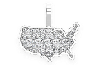 UNITED STATES OF AMERICA DIAMOND PENDANT 14K SOLID GOLD 0.30CTW