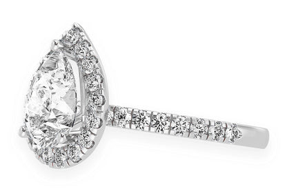 THAV - 1.50CT PEAR SOLITAIRE - SCALLOP HALO ONE ROW - DIAMOND ENGAGEMENT RING