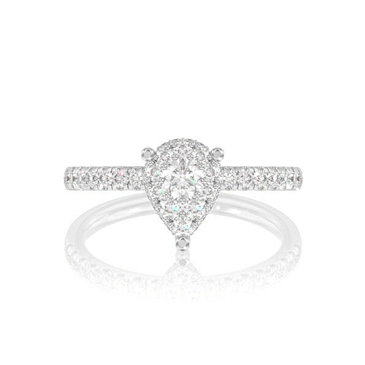 0.50CTW PEAR CLUSTER DIAMOND ENGAGEMENT RING 14K SOLID GOLD
