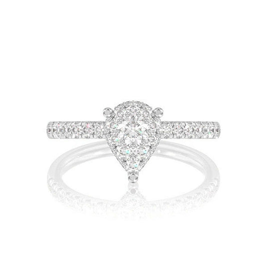 0.50CTW PEAR CLUSTER DIAMOND ENGAGEMENT RING 14K SOLID GOLD
