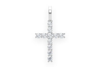 ONE ROW CROSS DIAMOND PENDANT 14K SOLID GOLD 0.50CTW