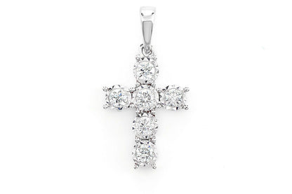 SET ȘASE PIETRE MINUNE CU CRUCE CU DIAMANTE, AUR MASIV DE 14K, 0.20CTW