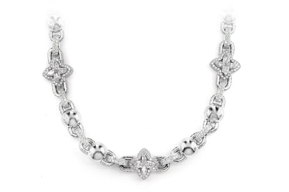 MARQUISE FLOWER DIAMOND STATION NECKLACE CHAIN 14K SOLID GOLD 36.10CTW