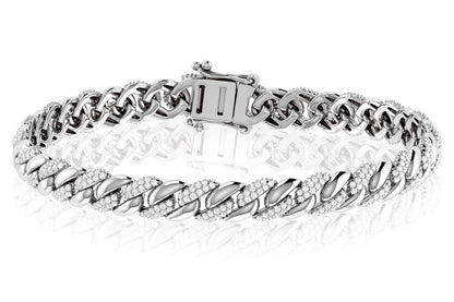 MIAMI CUBAN HALF LINK DIAMOND BRACELET 14K SOLID GOLD 0.85CTW