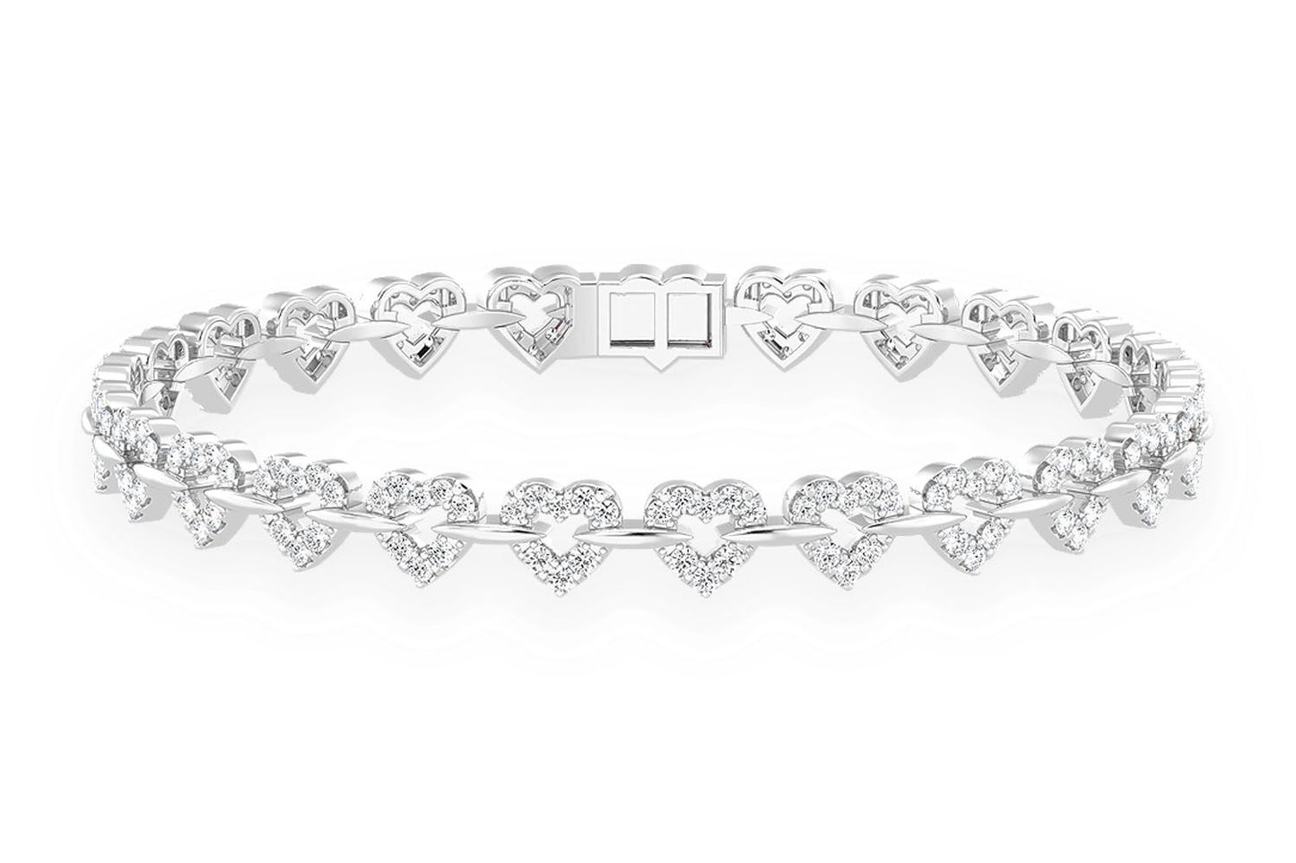 HEART SHAPE DIAMOND BRACELET 14K SOLID GOLD 2.35CTW