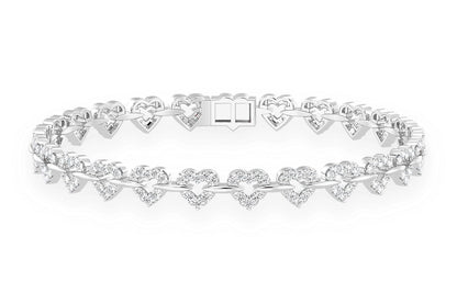 HEART SHAPE DIAMOND BRACELET 14K SOLID GOLD 2.35CTW