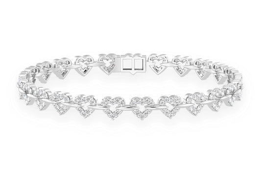 HEART SHAPE DIAMOND BRACELET 14K SOLID GOLD 2.35CTW