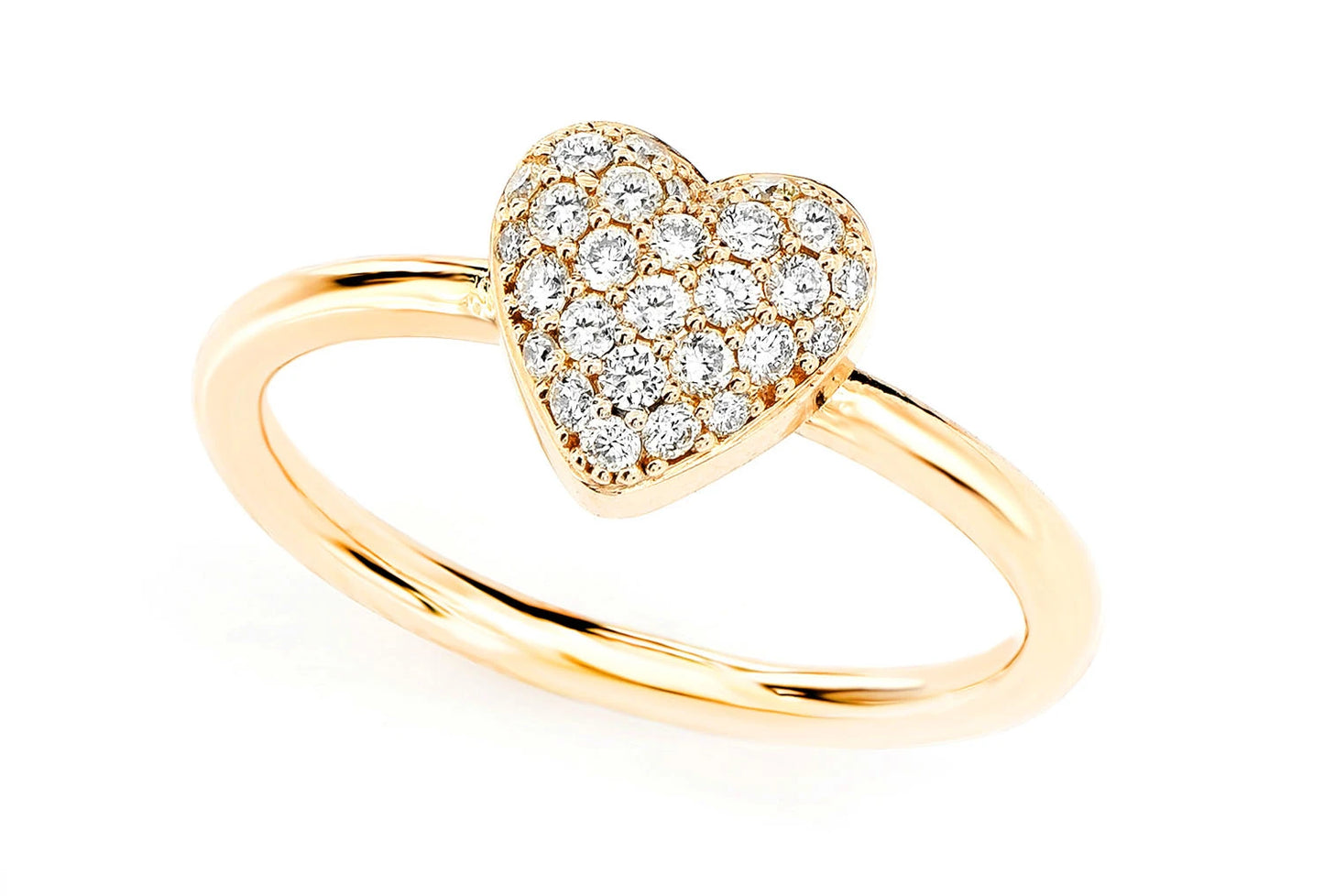 DIAMOND BUBBLY HEART RING 14K SOLID GOLD 0.20CTW