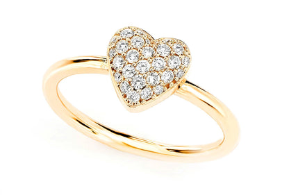 DIAMOND BUBBLY HEART RING 14K SOLID GOLD 0.20CTW