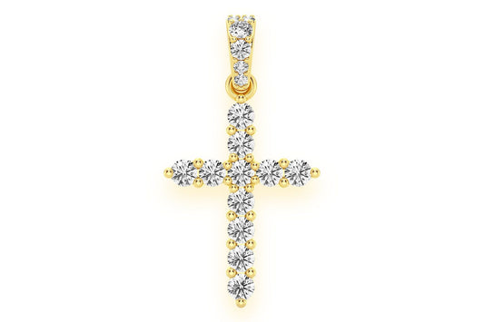 BASKET CROSS DIAMOND PENDANT 14K SOLID GOLD 0.50CTW