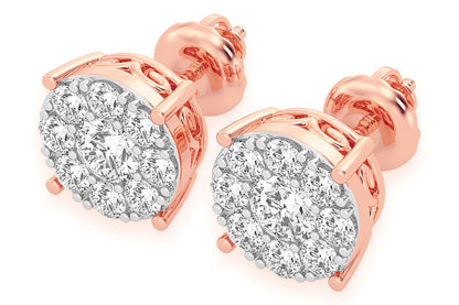 CERCEI CU DIAMANT ȘTIF, MOZAIC, 1.50CTW, AUR MASIV DE 14K