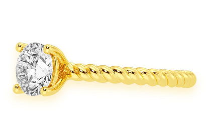 1.00CT ROUND TWIST BAND SOLITAIRE RING 14K