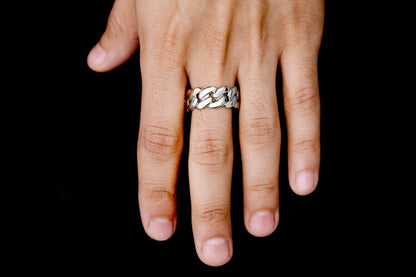 WIDE MIAMI CUBAN BAND RING 14K SOLID GOLD