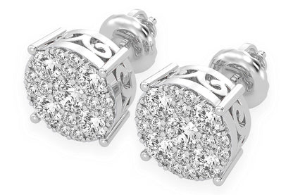 CERCEI CU DIAMANTE ȘI MOZAIC DE 3,00 CT, AUR MASIV DE 14K
