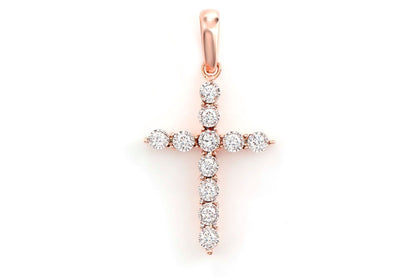 TINY DIAMOND CROSS 14K SOLID GOLD 0.05CTW