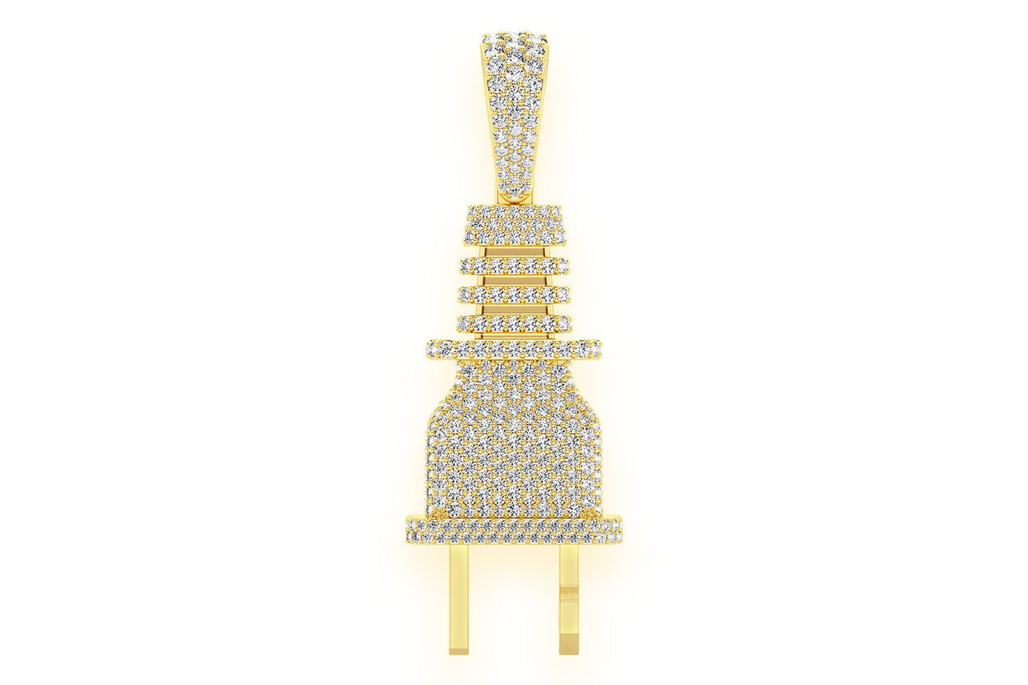 ELECTRIC PLUG DIAMOND PENDANT 14K SOLID GOLD 2.15CTW