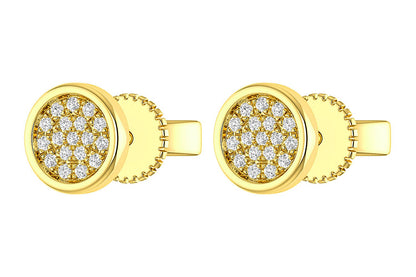 BEZEL SET DIAMOND CLUSTER STUD EARRINGS 14K SOLID GOLD 0.05CTW