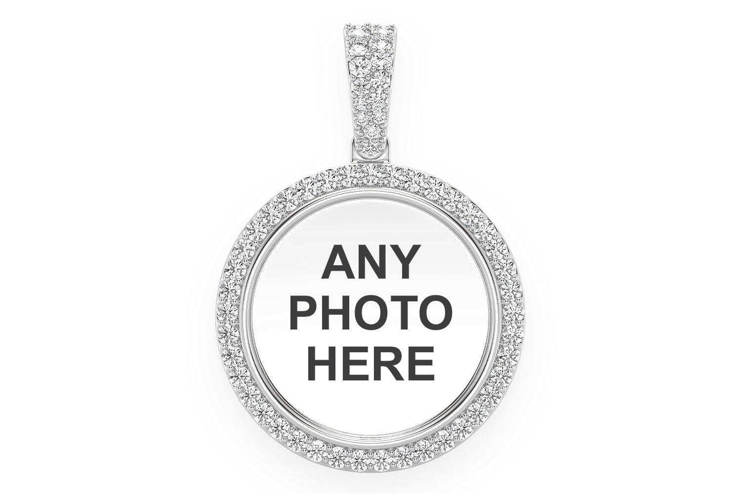 ROUND PICTURE MEMORY DIAMOND PENDANT 14K SOLID GOLD 0.50CTW