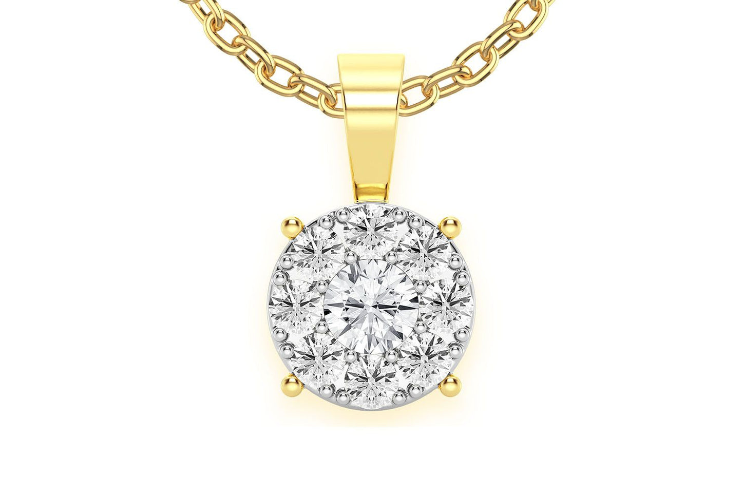 MOSAIC DIAMOND PENDANT 14K SOLID GOLD 0.75CTW