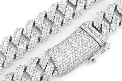 20MM BAGUETTE MIAMI CUBAN DIAMOND NECKLACE 14K SOLID GOLD 59.50CTW