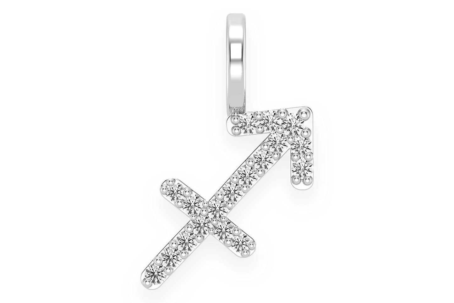 SAGITTARIUS ZODIAC DIAMOND PENDANT 14K SOLID GOLD 0.10CTW