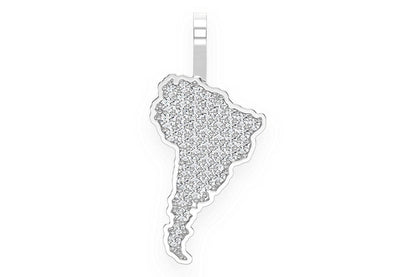 SOUTH AMERICA CONTINENT DIAMOND PENDANT 14K SOLID GOLD 0.25CTW