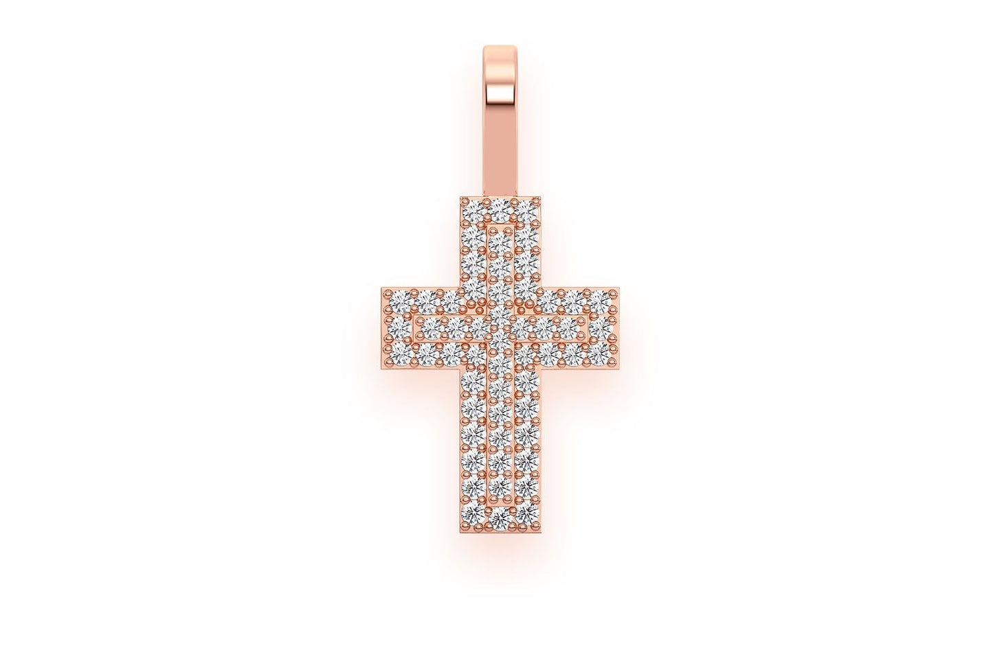 TWO LAYER CROSS DIAMOND PENDANT 14K SOLID GOLD .25CTW