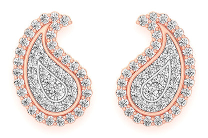 CERCEI CU DIAMANTE PAISLEY, AUR MASIV DE 14K, 0.35CT